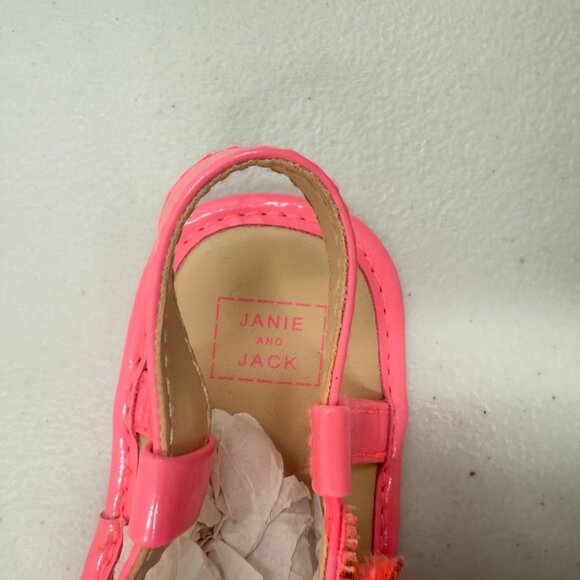 Janie and Jack Pink Baby Sandal Crib shoes Size 4 - Picture 3 of 5